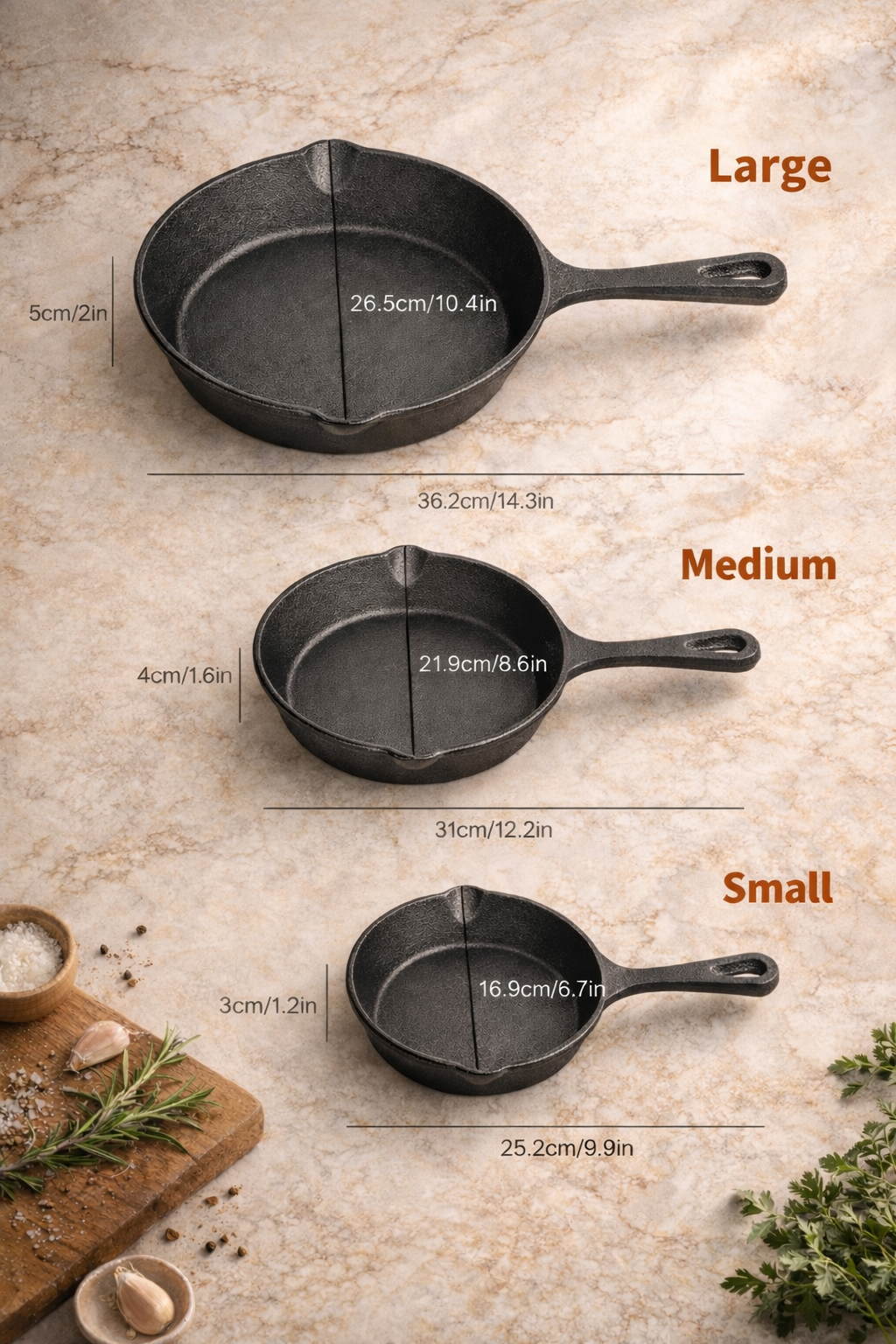 3-Piece Honeycomb Cast Iron Cookware Set