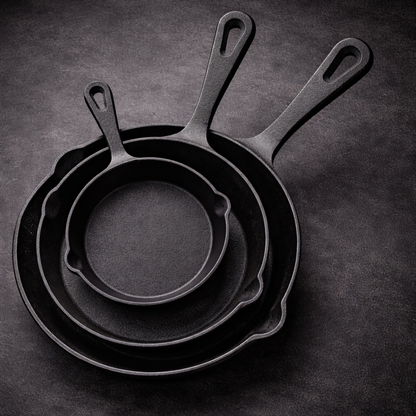 3-Piece Honeycomb Cast Iron Cookware Set