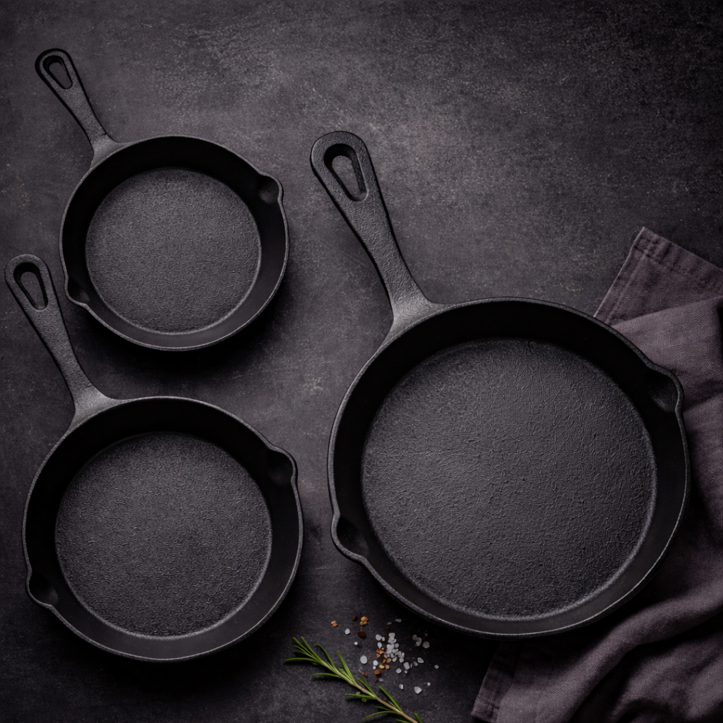 3-Piece Honeycomb Cast Iron Cookware Set