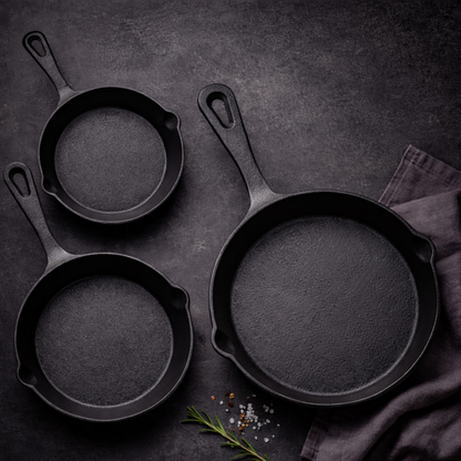 3-Piece Honeycomb Cast Iron Cookware Set